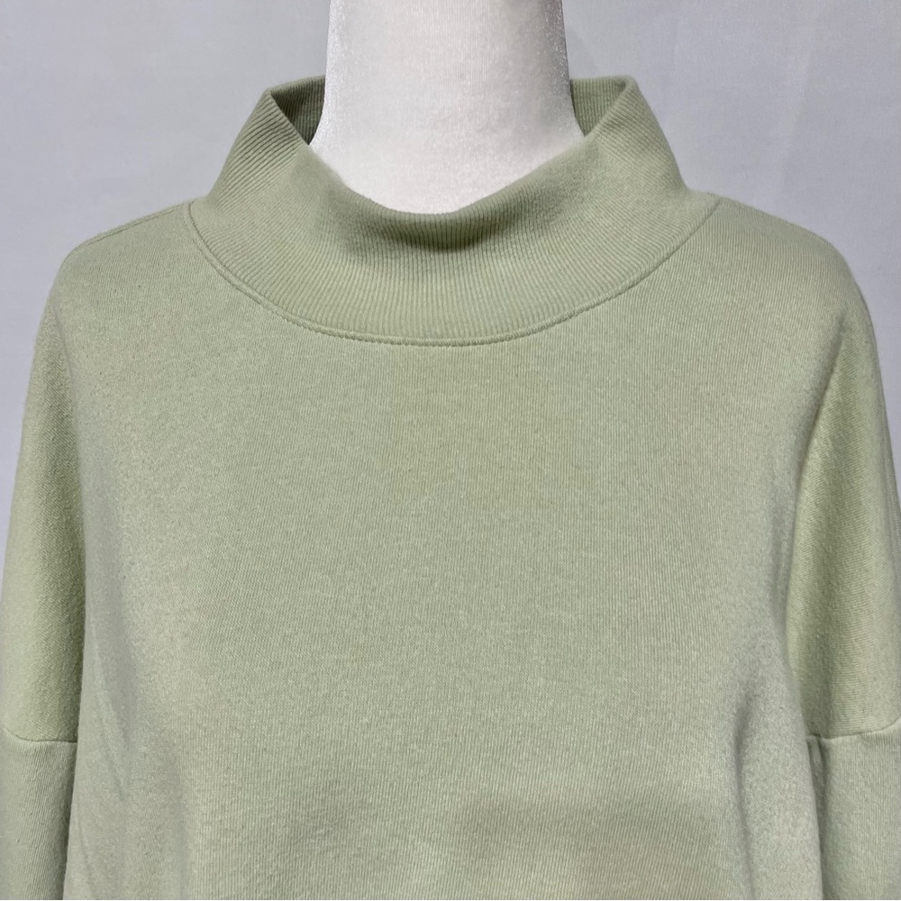 Knox Rose Ruched Side Long Sleeve Mock Neck Sweatshirt Light Green Size XXL - Picture 3 of 15
